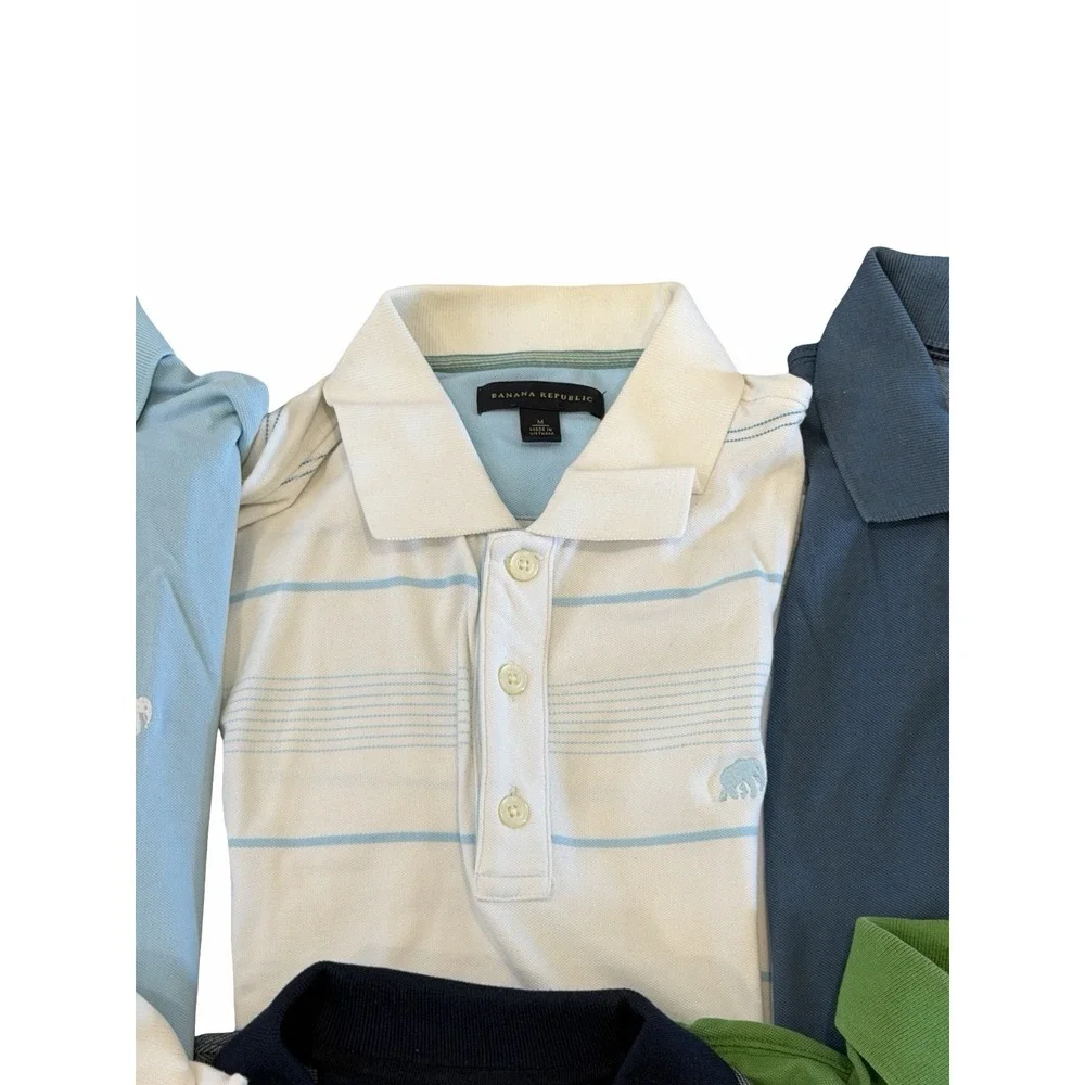 Banana Republic Mens Medium Pique Polo Golf Shirt HUGE  Lot Elephant Logo Preppy